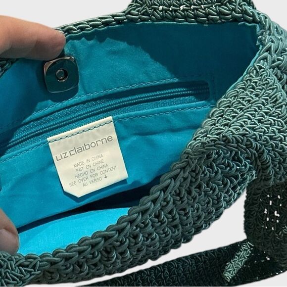 Liz Claiborne Vintage Small Micro Handbag Satchel Tote Crocheted Mesh Knit - Picture 10 of 11